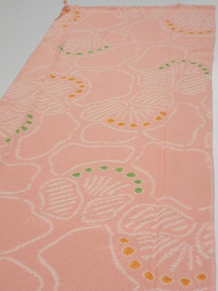 Photo3: 2E06z90 Vintage Japanese Kimono Silk  FABRIC Camellia Pink 63.0x14.6 (3)
