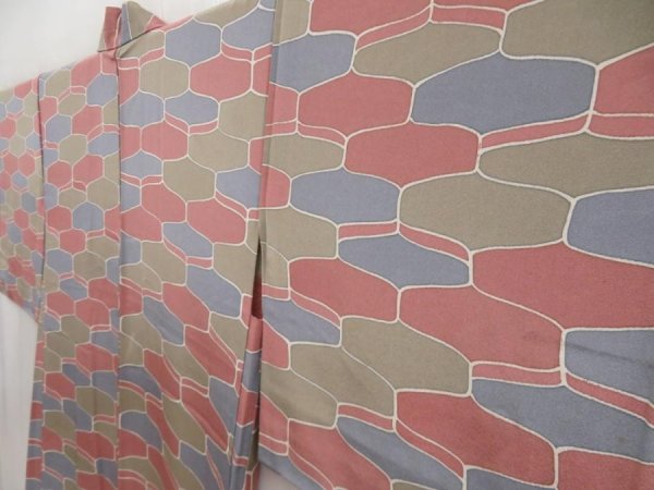 Photo2: 4923T06z580 Vintage Japanese Kimono Silk HAORI  Steel blue (2)