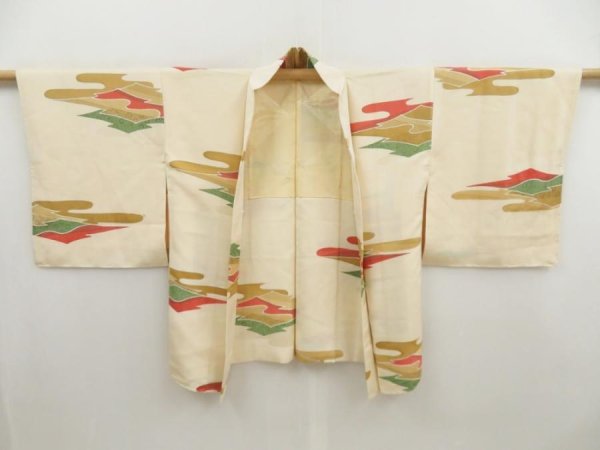 Photo5: 4928T10z510 Vintage Japanese Kimono Silk HAORI  Off-white (5)