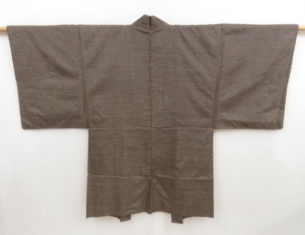 Photo4: 4929T08z490 Vintage Japanese Kimono Silk Men's HAORI Tiger Light brown (4)