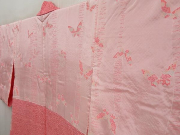 Photo7: 4929T14z450 Vintage Japanese Kimono Silk SHIBORI HAORI Plum tree Pink (7)
