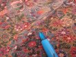 Photo6: 2Z06z100  Japanese Kimono Crepe Silk  FABRIC Flowers Dull red 64.6x15.0 (6)