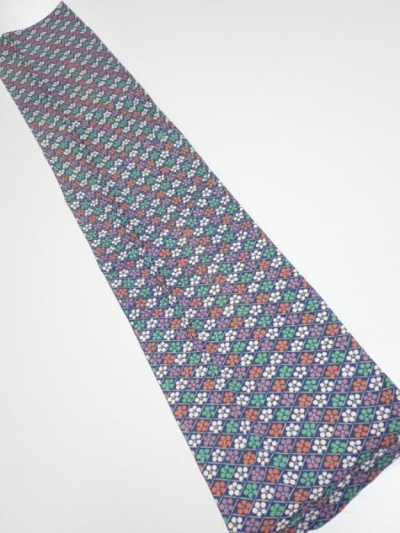Photo1: 2Z10z30  Japanese Kimono Silk  FABRIC Plum blossom Navy 36.2x6.7 (1)