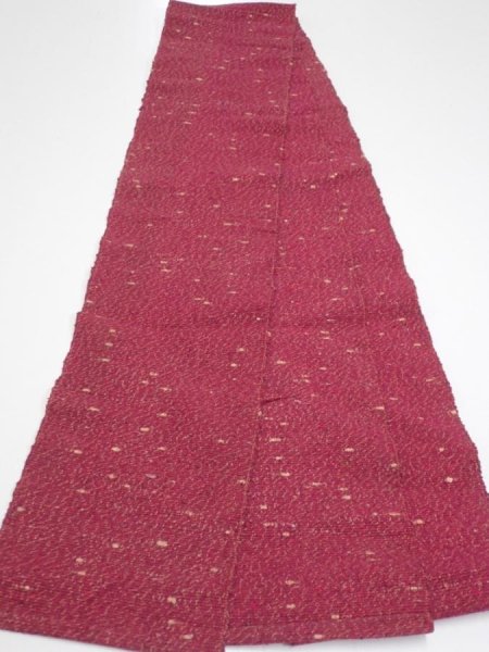 Photo2: C02z190 Vintage Japanese Kimono Silk Cotton Wool SAKIORI FABRIC    107.9x5.5 (2)