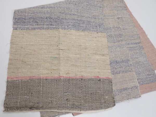 Photo1: C13z490 Vintage Japanese Kimono Silk Cotton Wool SAKIORI FABRIC    118.1x11.4 (1)