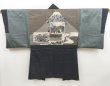 Photo1: 4931T08z540 Vintage Japanese Kimono Silk Men's HAORI Mt.Fuji Dark navy (1)