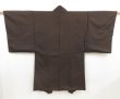Photo3: 5001T01z560 Vintage Japanese Kimono Silk Men's HAORI  Dark brown (3)
