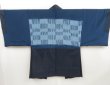 Photo2: 5001T03z560 Vintage Japanese Kimono Silk Men's HAORI  Navy-Gray (2)