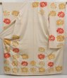 Photo1: 5001T08z1000 Vintage Japanese Kimono Silk FURISODE Flower Off-white (1)