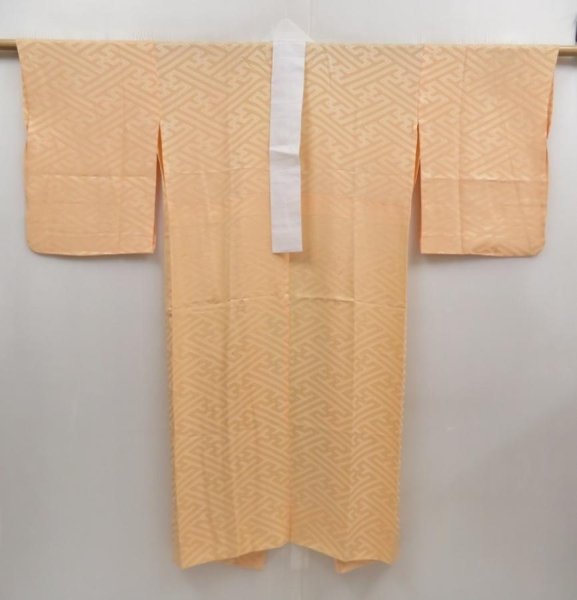 Photo1: 5003T07z590 Vintage Japanese Kimono Silk JUBAN Sayagata Cream-Orange (1)