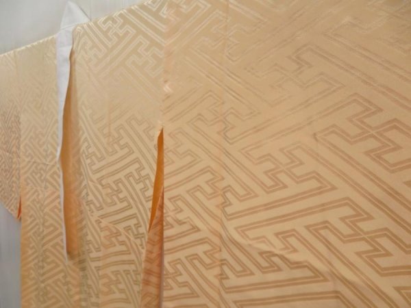 Photo2: 5003T07z590 Vintage Japanese Kimono Silk JUBAN Sayagata Cream-Orange (2)