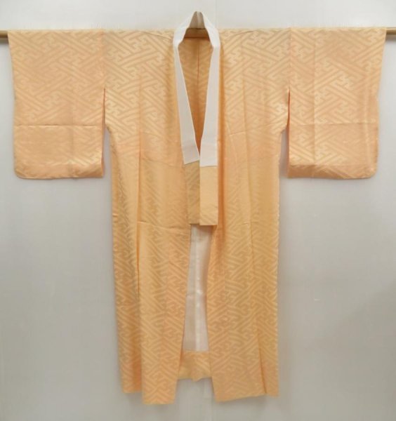 Photo5: 5003T07z590 Vintage Japanese Kimono Silk JUBAN Sayagata Cream-Orange (5)