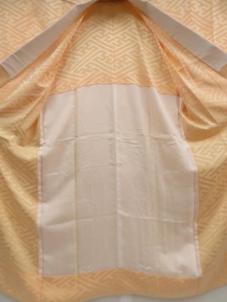 Photo6: 5003T07z590 Vintage Japanese Kimono Silk JUBAN Sayagata Cream-Orange (6)
