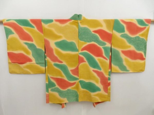 Photo1: 5003T09z570 Vintage Japanese Kimono Silk HAORI  Dark yellow (1)