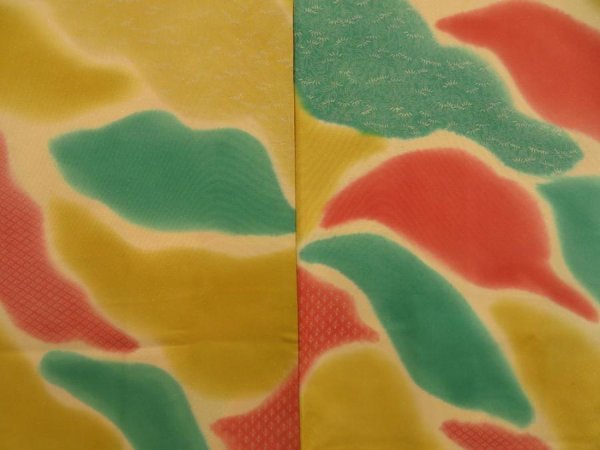 Photo3: 5003T09z570 Vintage Japanese Kimono Silk HAORI  Dark yellow (3)