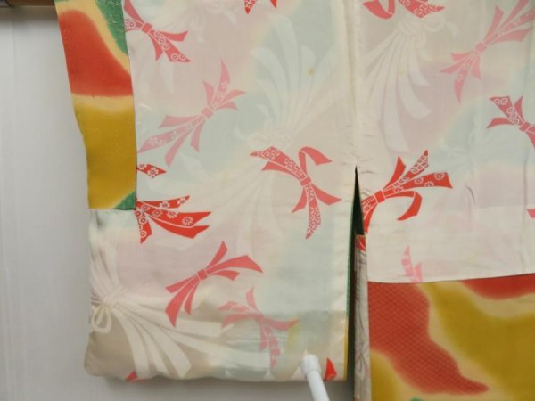 Photo8: 5003T09z570 Vintage Japanese Kimono Silk HAORI  Dark yellow (8)