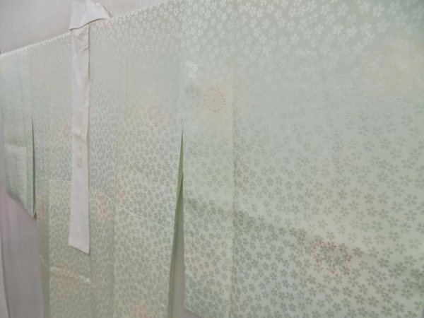 Photo2: 5003T01z510  Japanese Kimono Silk JUBAN Sakura Soft green (2)