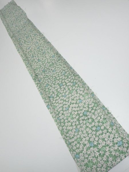 Photo5: 2H07z40  Japanese Kimono Silk  FABRIC Maple Sage green 54.3x7.3 (5)