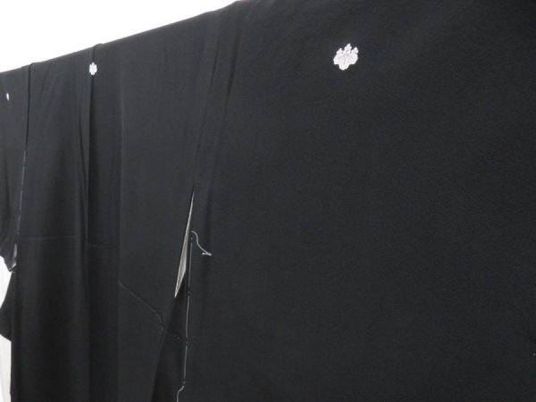 Photo2: 5006T03z1080  Japanese Kimono Silk KUROMONTSUKI Plain Black (2)