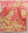 Photo1: 5006T05z920 Vintage Japanese Kimono Silk FURISODE Pine Coral pink (1)
