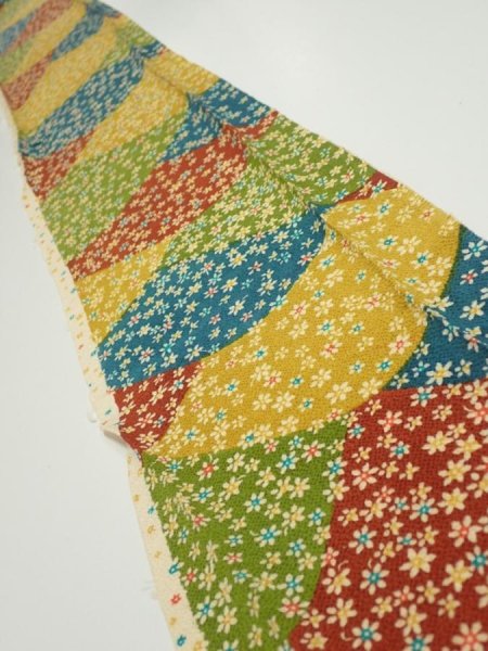 Photo1: 2D08z50  Japanese Kimono Crepe Silk  FABRIC Mountain Yellow ochre 55.1x7.1 (1)