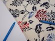 Photo10: 2D02z50  Japanese Kimono Silk  FABRIC Peony Off-white 38.6x14.0 (10)