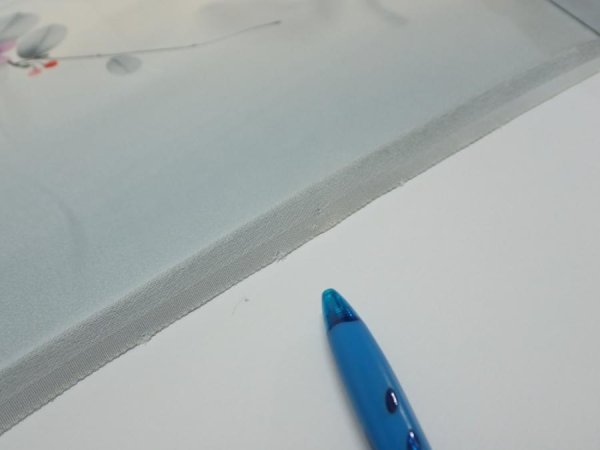 Photo7: 2D04z90  Japanese Kimono Silk  FABRIC Flower Dull light blue 66.1x14.6 (7)