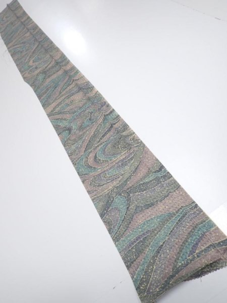 Photo5: 1R07z50  Japanese Kimono Silk  FABRIC Stream Gray 62.2x7.3 (5)