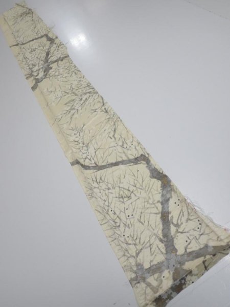 Photo5: 1R07z40  Japanese Kimono Silk  FABRIC Branch Lemon white 58.3x7.5 (5)