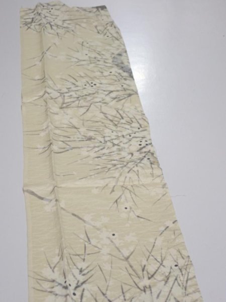 Photo3: 1R10z30  Japanese Kimono Silk  FABRIC Branch Lemon white 37.4x6.5 (3)