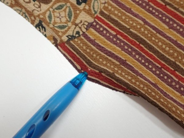 Photo7: 1R01z70  Japanese Kimono Crepe Silk  FABRIC Vegetables Light brown 44.1x14.2 (7)