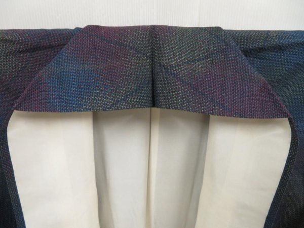 Photo7: 5013T10z770 Vintage Japanese Kimono Silk TSUMUGI  Dark navy (7)