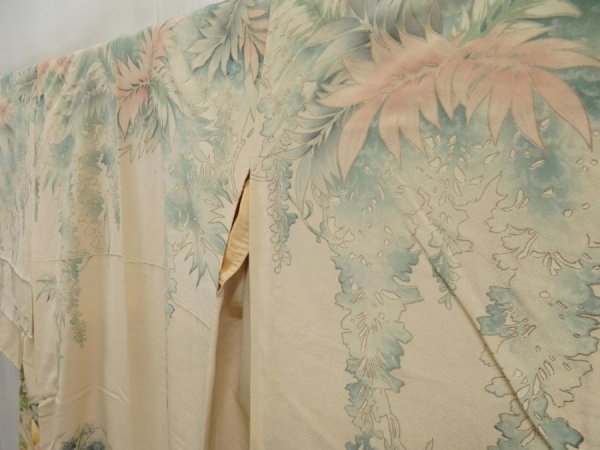 Photo2: 5013T11z800 Vintage Japanese Kimono Silk TSUKESAGE Flowers Champagne (2)