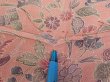 Photo6: 1S06z100  Japanese Kimono Crepe Silk  FABRIC Flowers Rosy brown 66.1x14.6 (6)