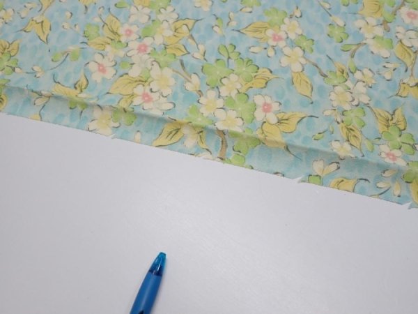 Photo6: 1S01z60  Japanese Kimono Silk  FABRIC Sakura branch Light blue 43.3x14.0 (6)