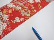 Photo6: 1W07z40  Japanese Kimono Silk  FABRIC Plum blossom Red 57.5x7.5 (6)