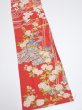 Photo2: 1W10z20  Japanese Kimono Silk  FABRIC Plum blossom Red 33.1x14.8 (2)