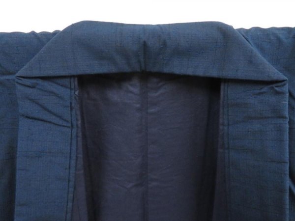 Photo6: 5019T07z960 Vintage Japanese Kimono Silk Men's  Plain Navy (6)