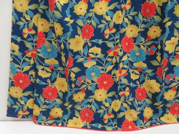 Photo4: 5019T11z990  Japanese Kimono Crepe Silk KOMON Flower Navy (4)