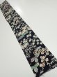 Photo4: 1U08z60  Japanese Kimono Crepe Silk  FABRIC Plum tree Navy-Black 57.5x7.5 (4)