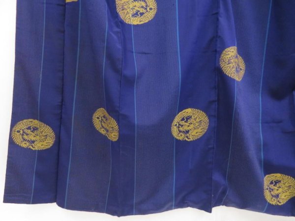 Photo4: 5025T02z670 Vintage Japanese Kimono Silk KOMON Dragon Dark lavender blue (4)