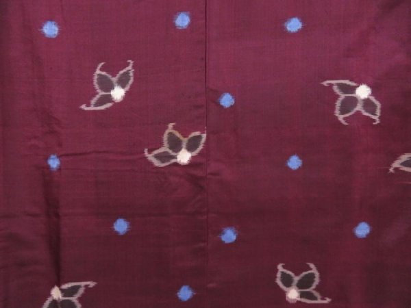 Photo5: 5025T13z670 Vintage Japanese Kimono Silk MEISEN KOMON Flower Dark grape (5)