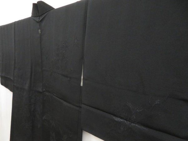 Photo4: 5105T01z510 Vintage Japanese Kimono Silk HAORI Flower Black (4)