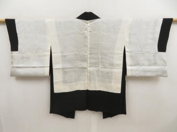 Photo5: 5105T01z510 Vintage Japanese Kimono Silk HAORI Flower Black (5)