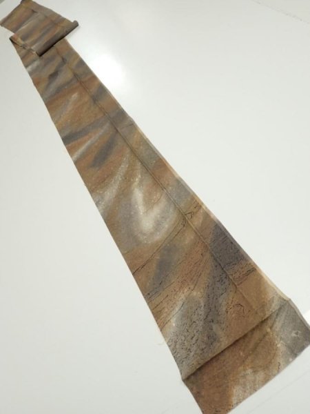 Photo5: 1T09z60  Japanese Kimono Silk  FABRIC Suminagashi Brown-Gray 84.6x6.3 (5)