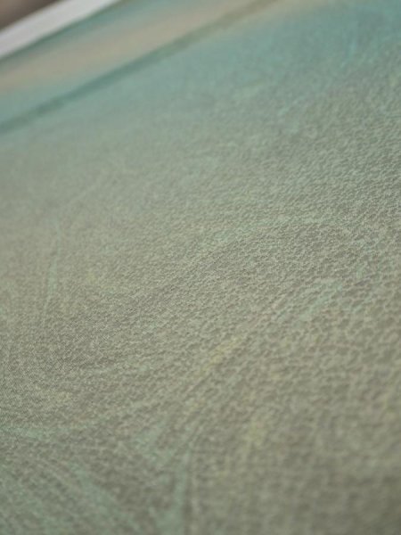 Photo4: 1T01z50  Japanese Kimono Silk  FABRIC Suminagashi Cyan 40.6x14.6 (4)