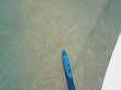 Photo6: 1T04z90  Japanese Kimono Silk  FABRIC Suminagashi Cyan 67.7x14.6 (6)