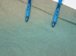 Photo7: 1T04z90  Japanese Kimono Silk  FABRIC Suminagashi Cyan 67.7x14.6 (7)