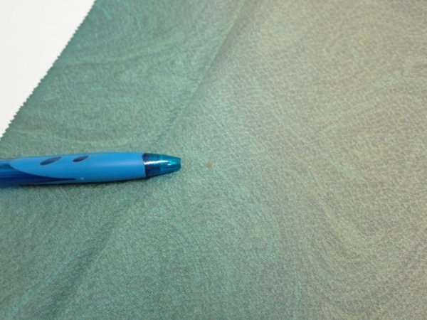 Photo9: 1T04z90  Japanese Kimono Silk  FABRIC Suminagashi Cyan 67.7x14.6 (9)