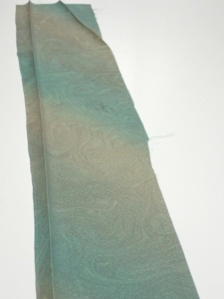 Photo3: 1T06z40  Japanese Kimono Silk  FABRIC Suminagashi Cyan 59.1x7.3 (3)